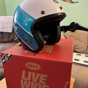 Bell Custom 500 Helmet (Riff White/Blue) (Small)